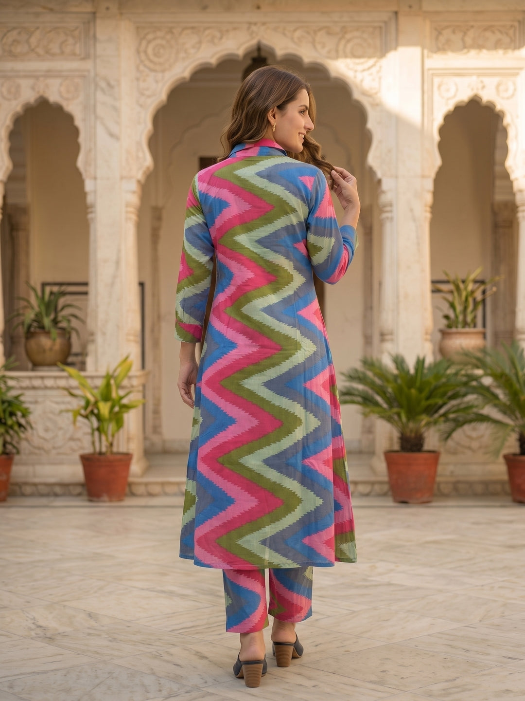 Abstract Printed A-Line Co-ord Set - Multi
