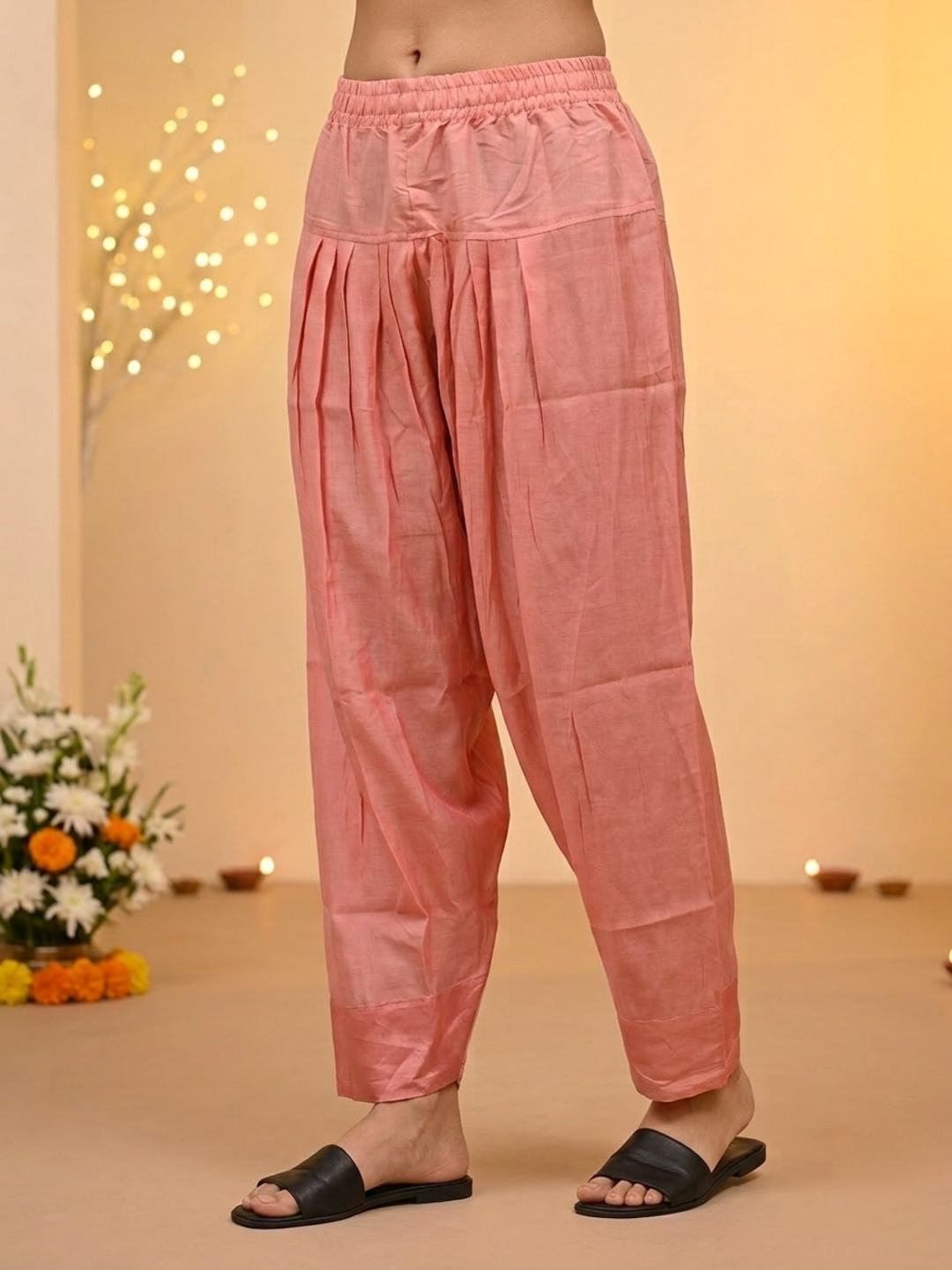 Blush Pink Solid Chanderi Silk Straight Kurta Set with Floral Thread Embroidery, Salwar & Embroidered Dupatta