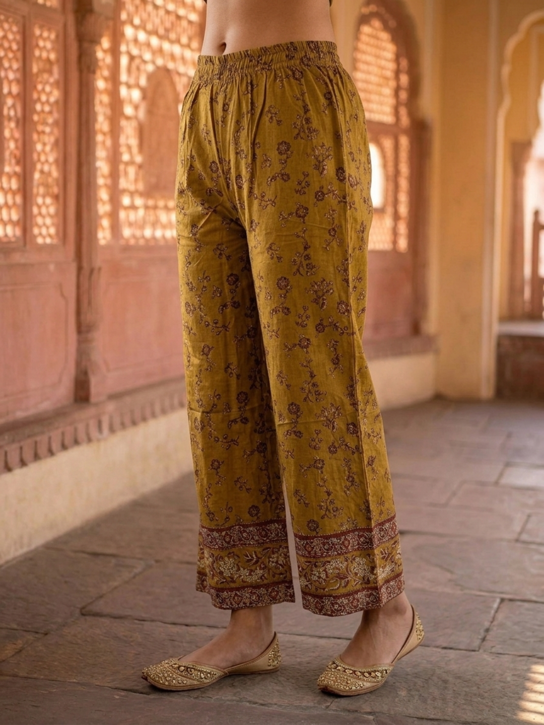 Olive Green Floral Printed Viscose Rayon Straight Kurta Co-ord Set with Thread Embroidery & Sequin, V-Neck & Printed Palazzo