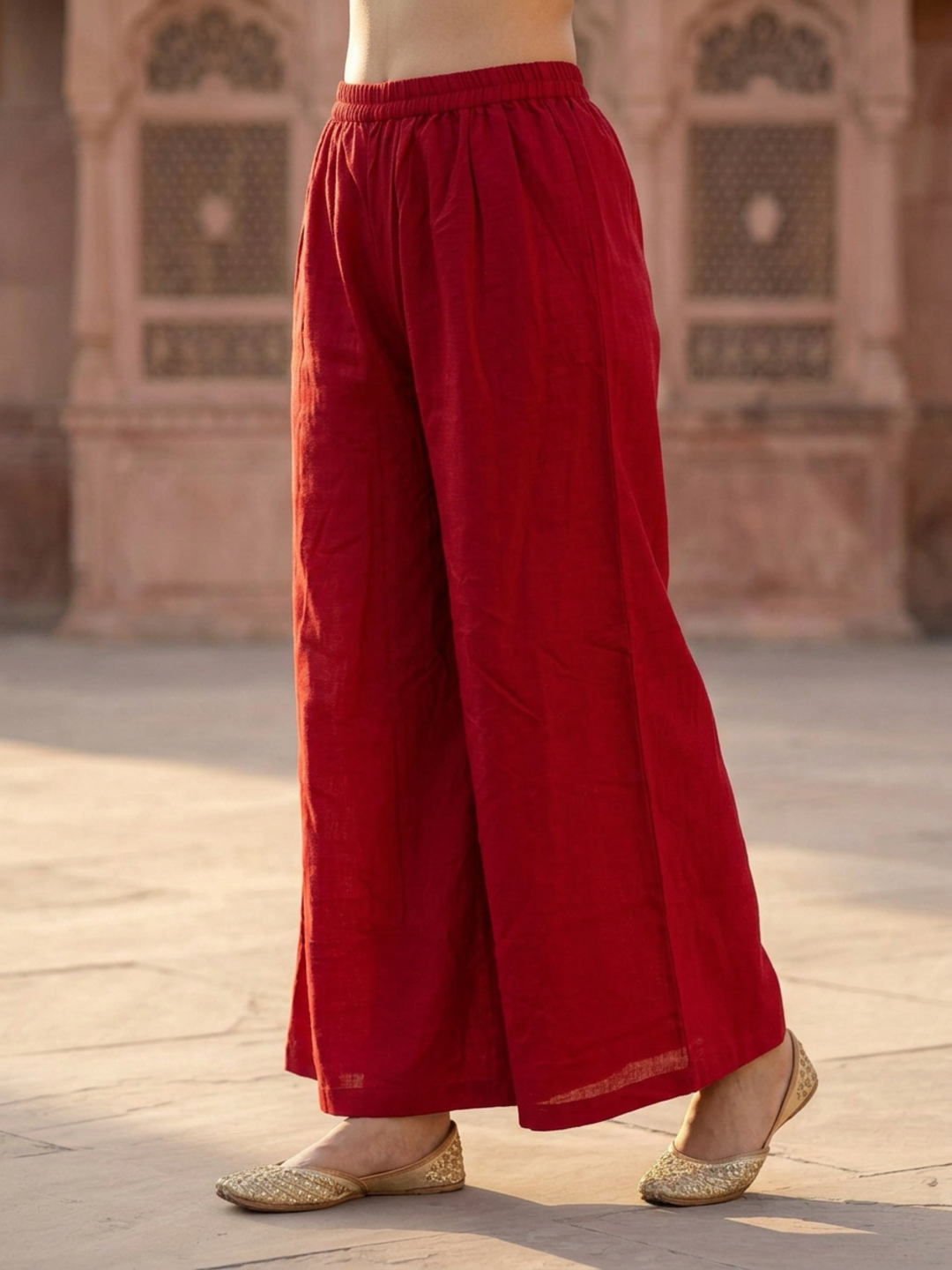 Maroon Crepe Kurta Set with Floral Hand Embroidery & Sequins, Flared Palazzo & Dupatta