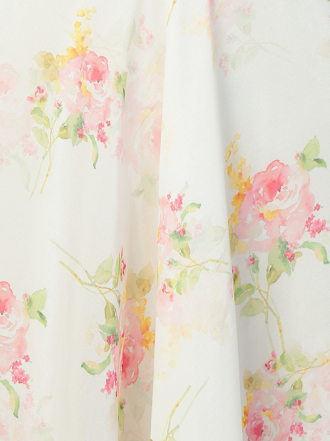 Vintage Floral Printed Georgette Flare Maxi - White