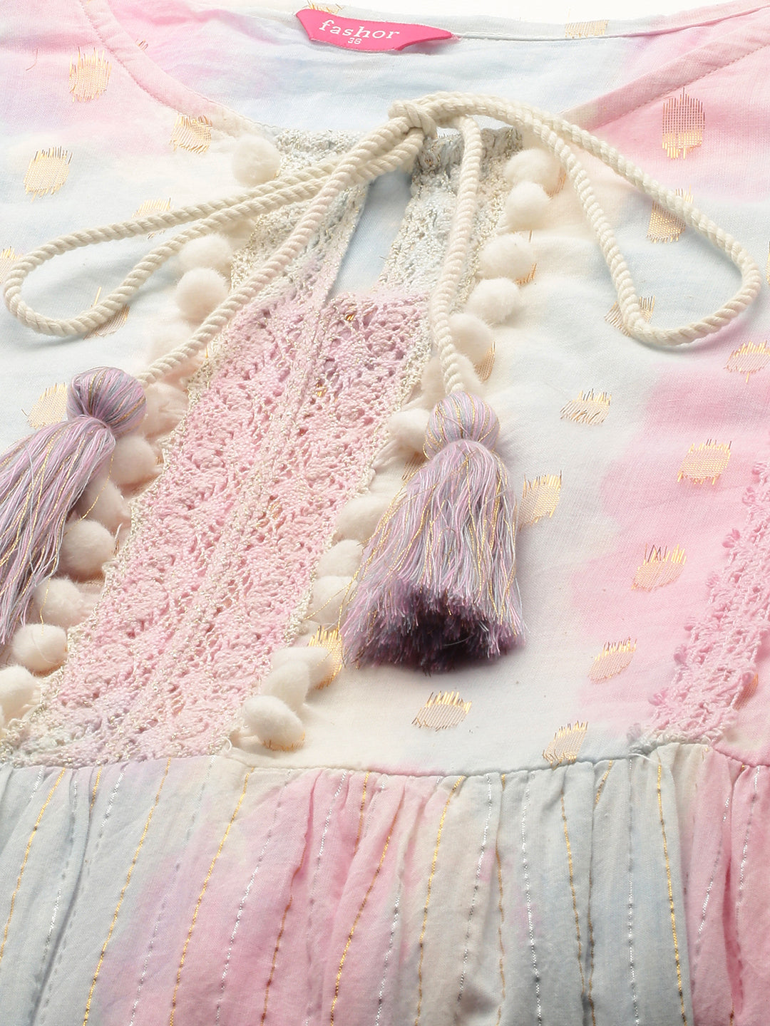 Cutwork & Crochet Embroidered Short Maxi – Baby Pink