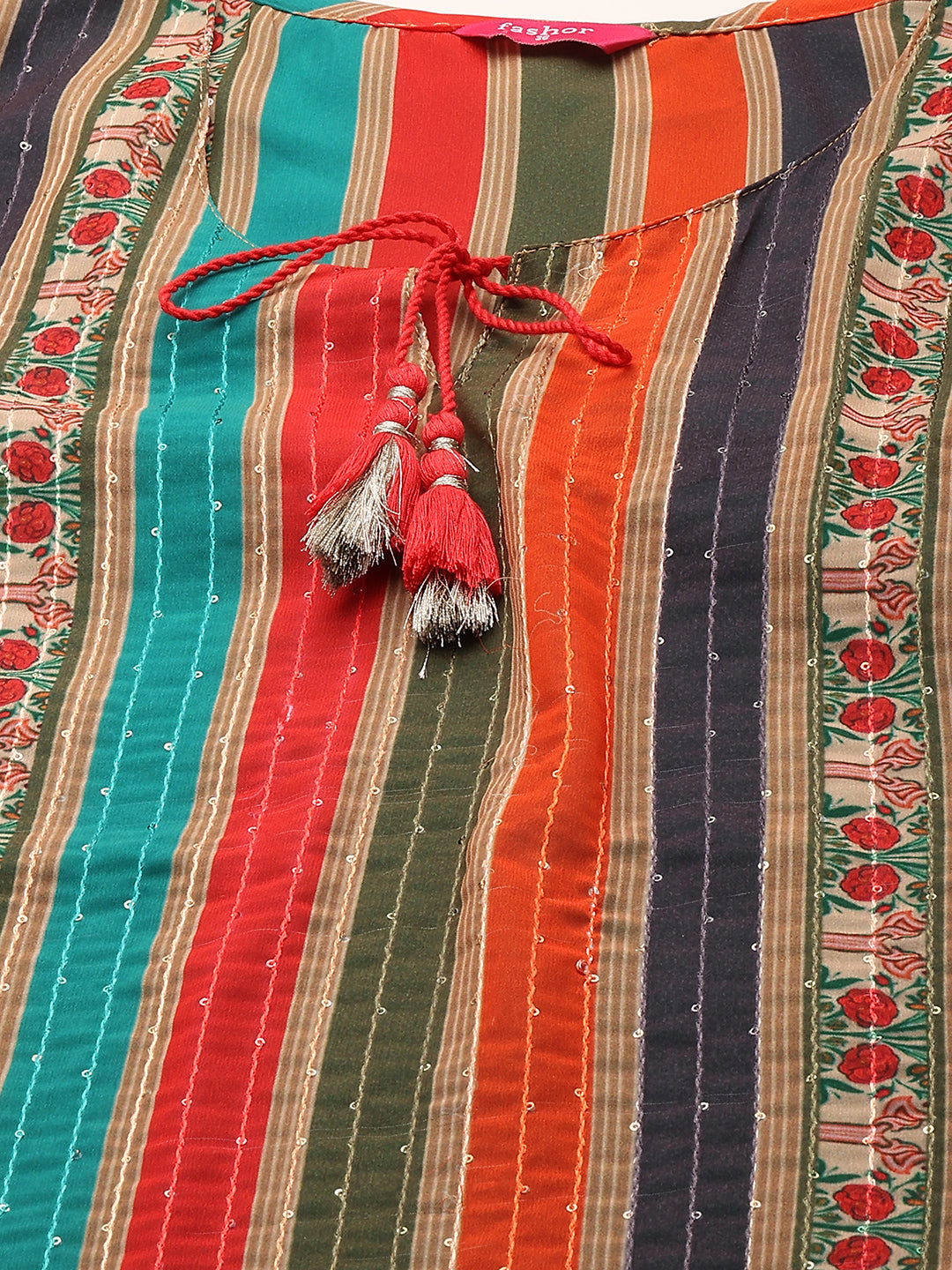 Colourful Striped Kurta with Pant - Multi
