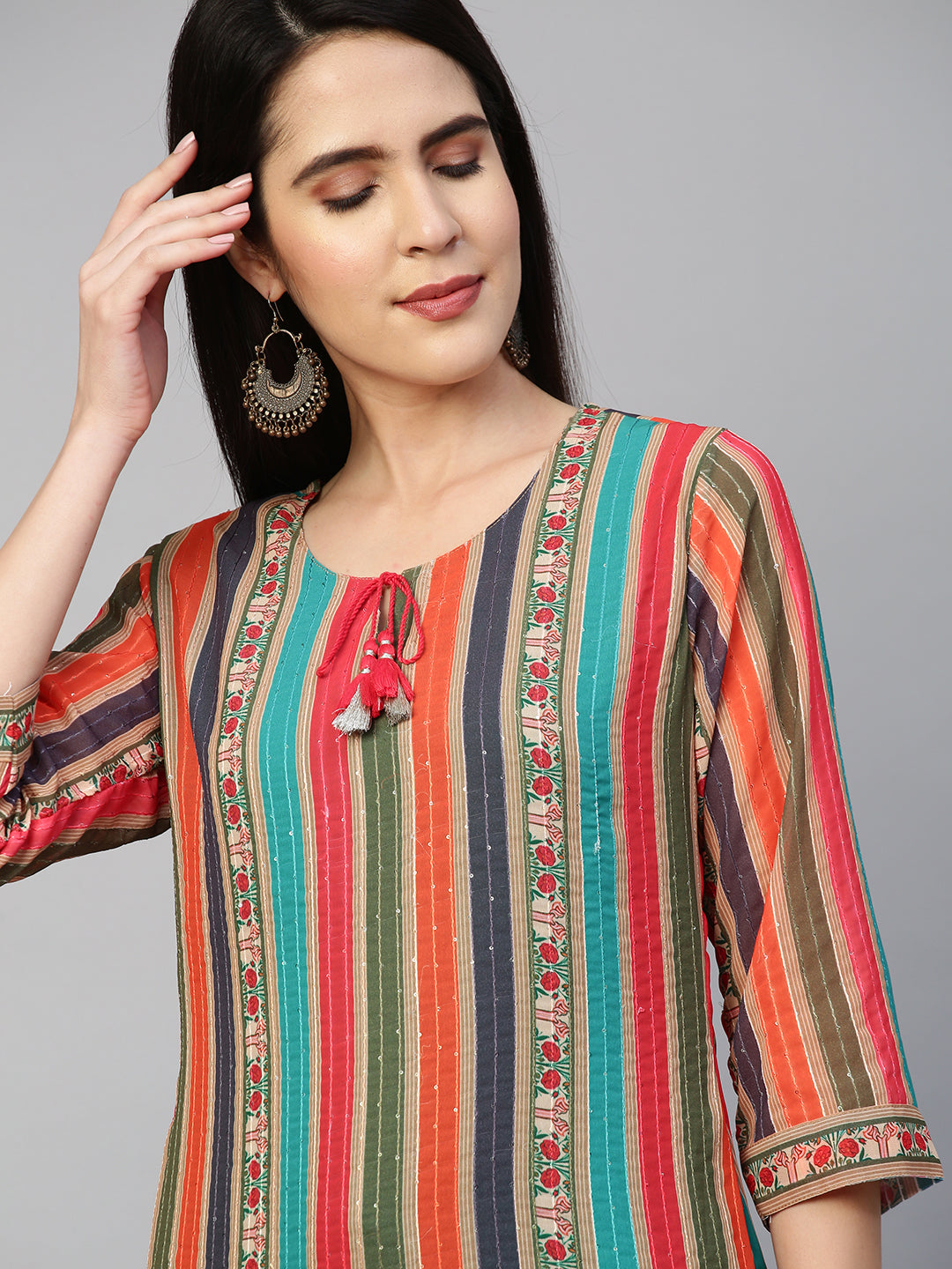 Colourful Striped Kurta with Pant - Multi