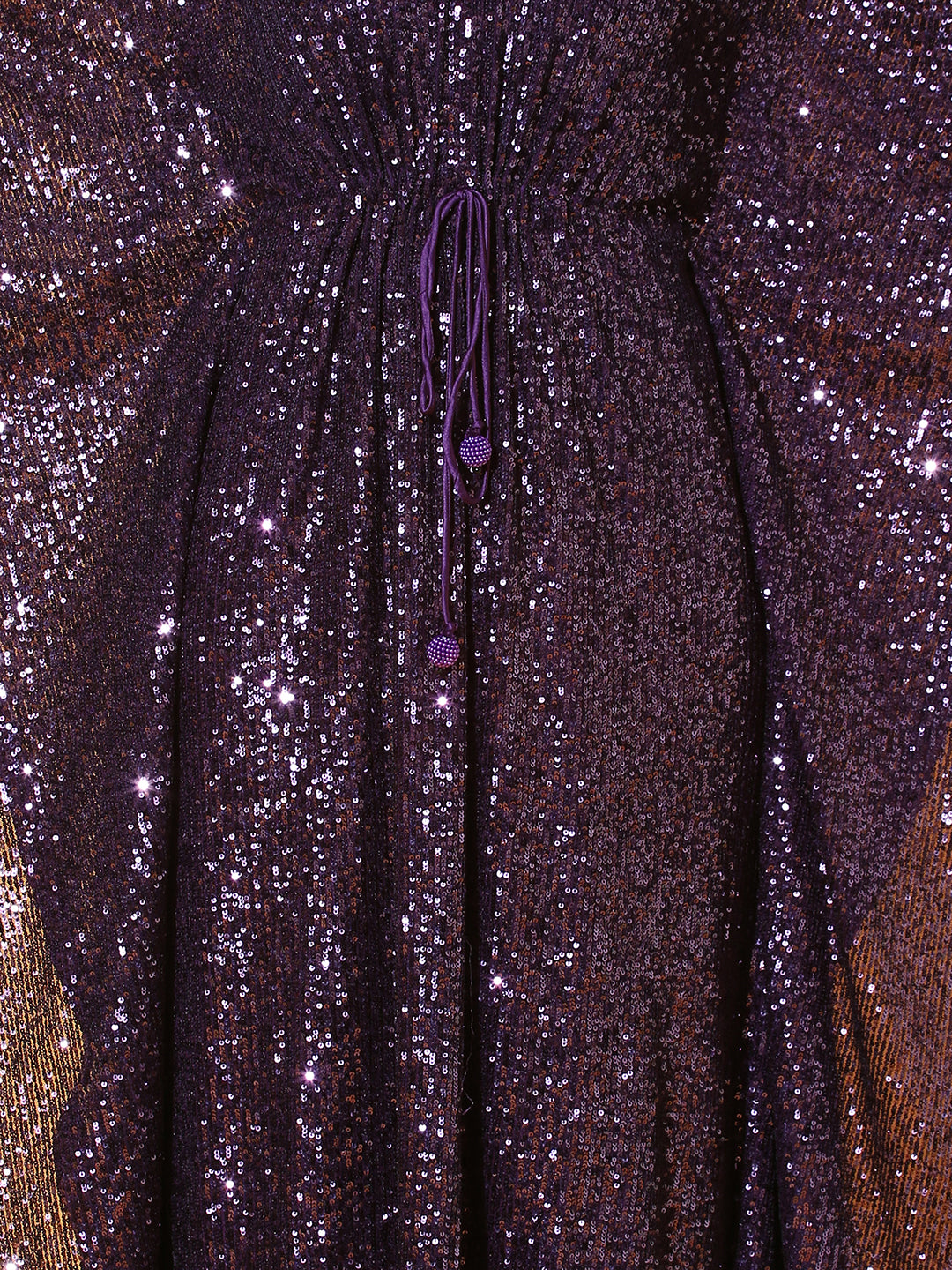 Sequin Embroidered Kaftan Midi Dress with Inner - Deep Purple
