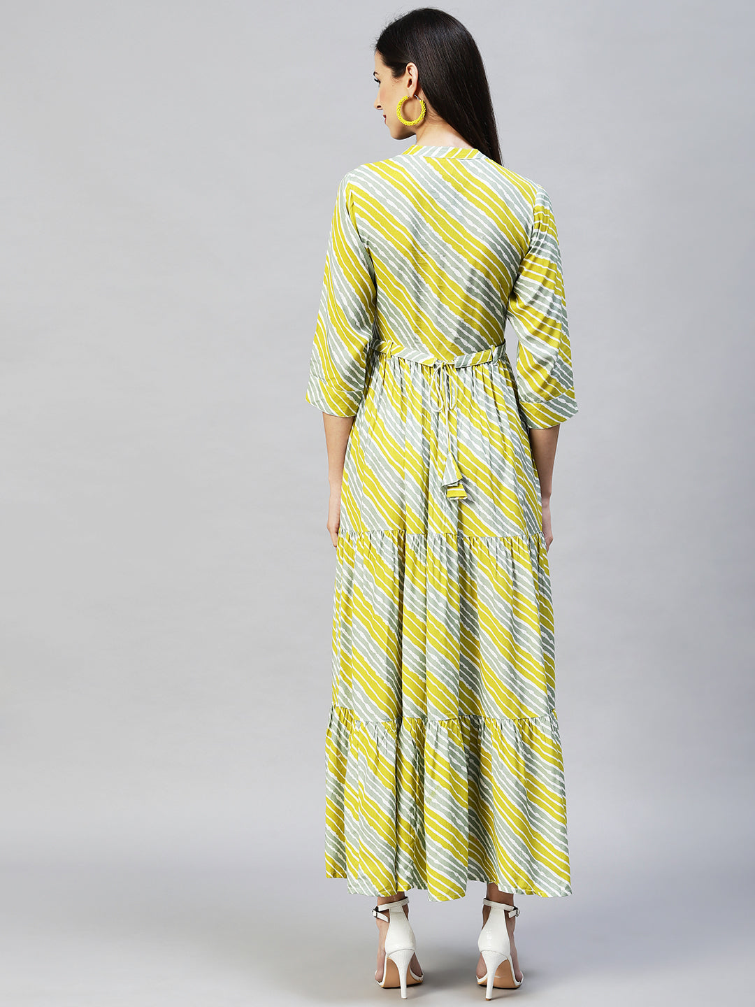 Leheriya Printed Tiered Flared Maxi Dress - Multi