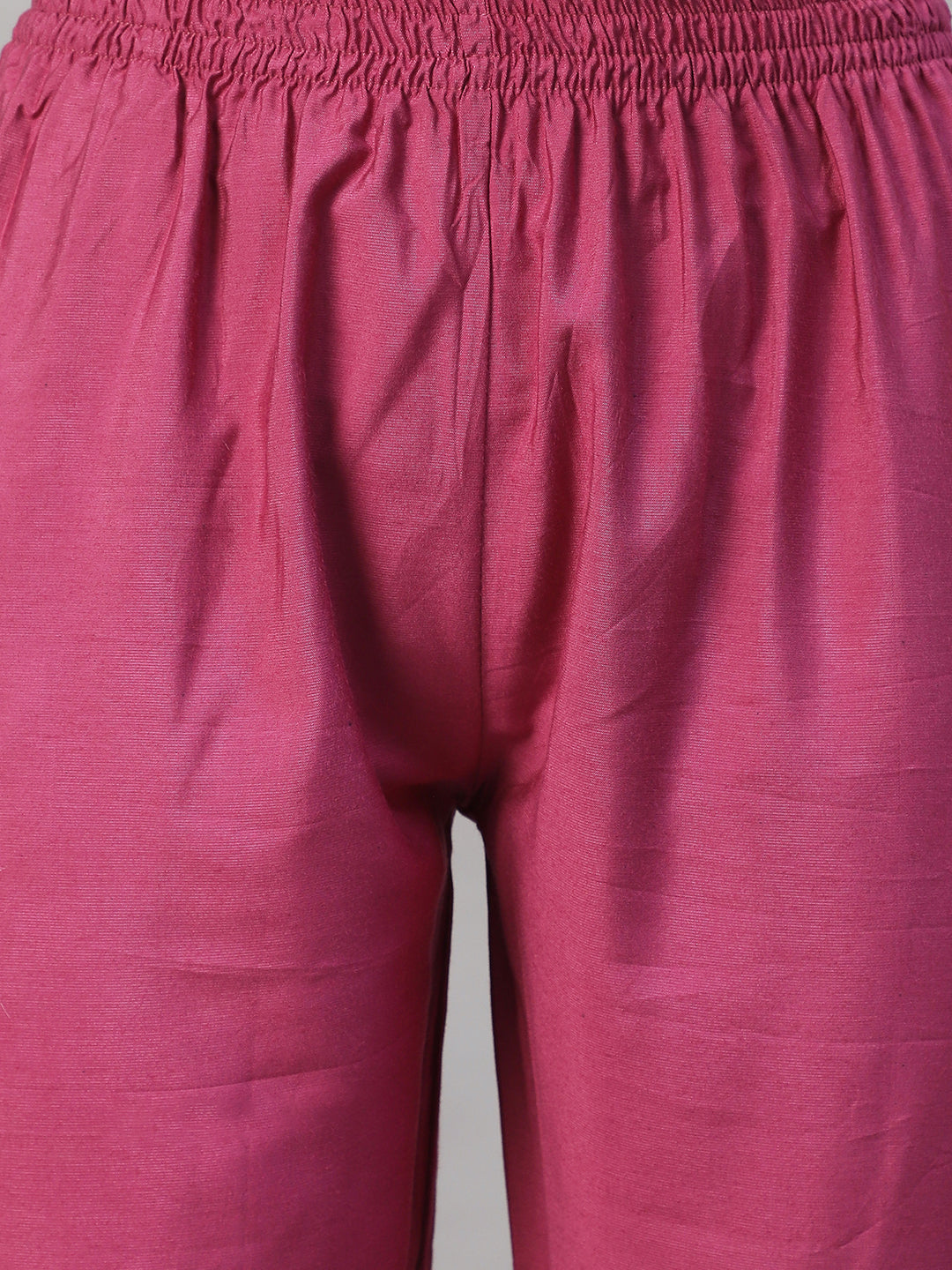 Ethnic Printed & Embroidered Kurta with Pants & Dupatta – Purple