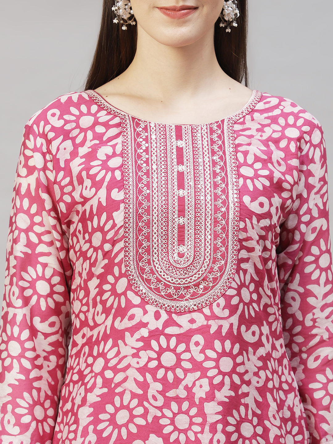 Ethnic Printed & Embroidered Kurta with Pants & Dupatta – Purple