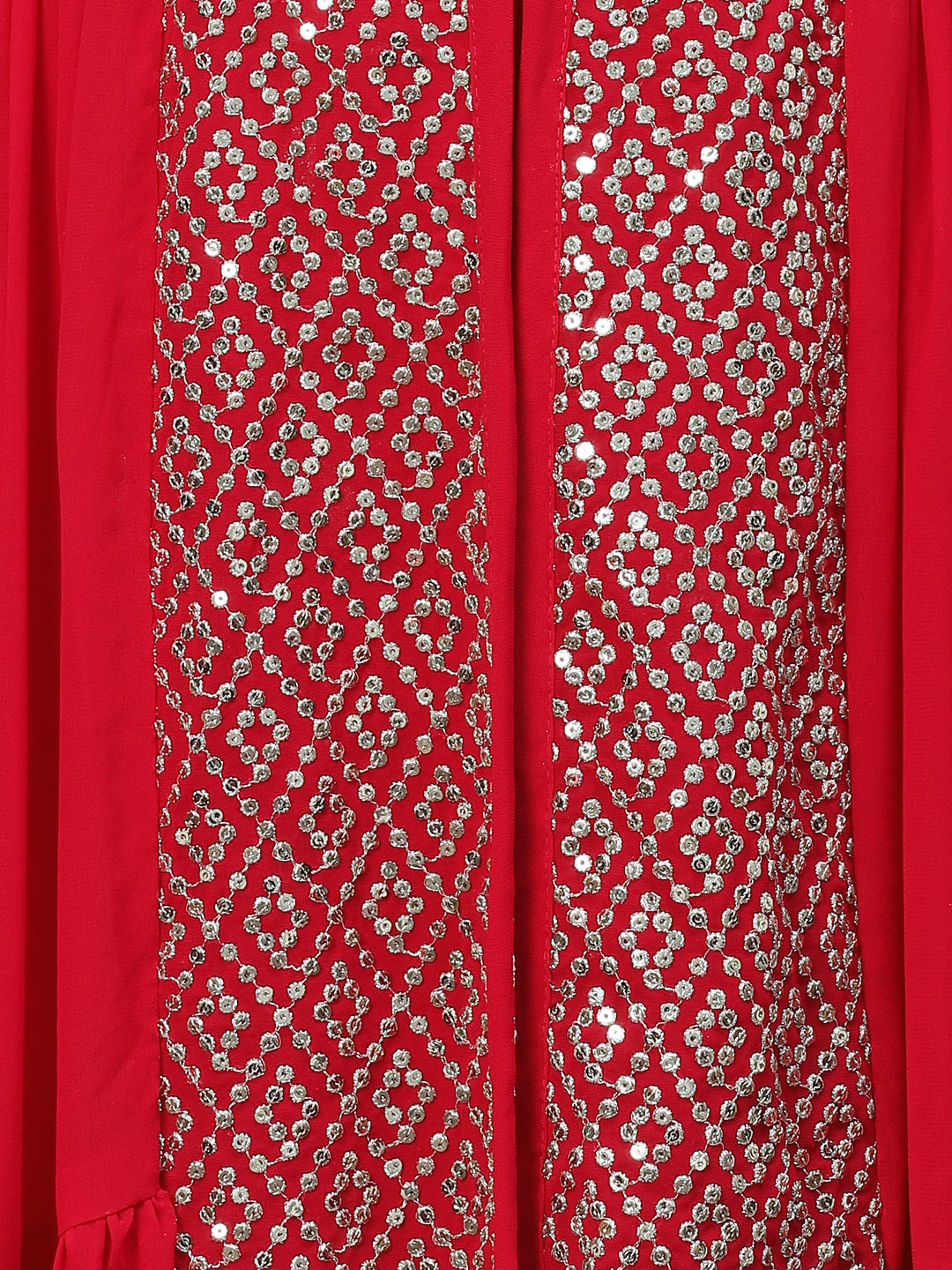 Solid Ethnic Embroidered A-Line Tiered Kurta with Palazzo & Dupatta - Fuchsia