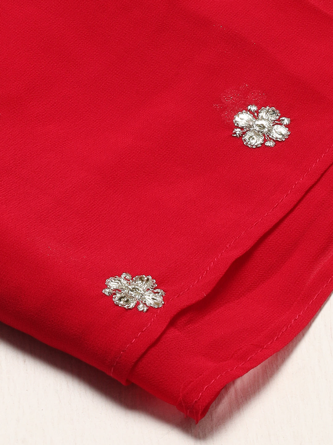 Solid Ethnic Embroidered A-Line Tiered Kurta with Palazzo & Dupatta - Fuchsia