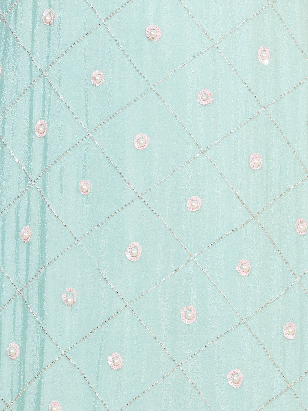 Ethnic Hand Embroidered Straight Kurta with Pants & Dupatta - Mint Green