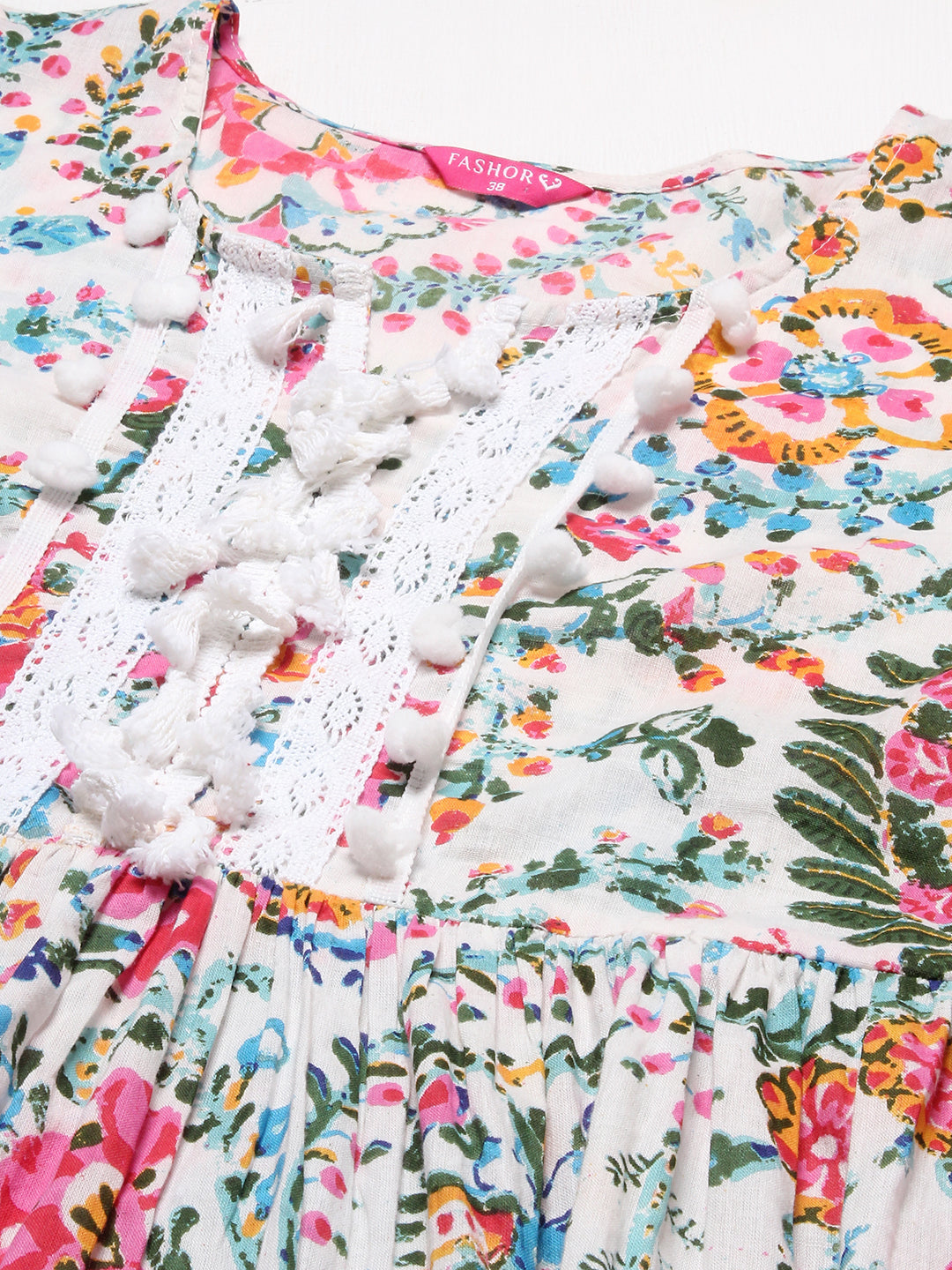 Floral Printed A-Line Midi Dress - Off White
