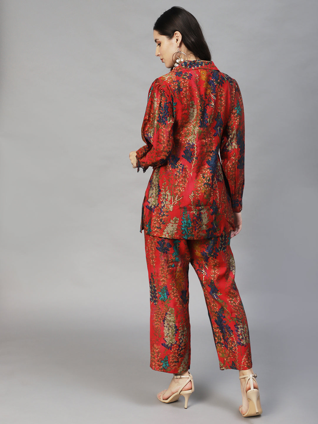 Floral Printed Co-ord Set - Red