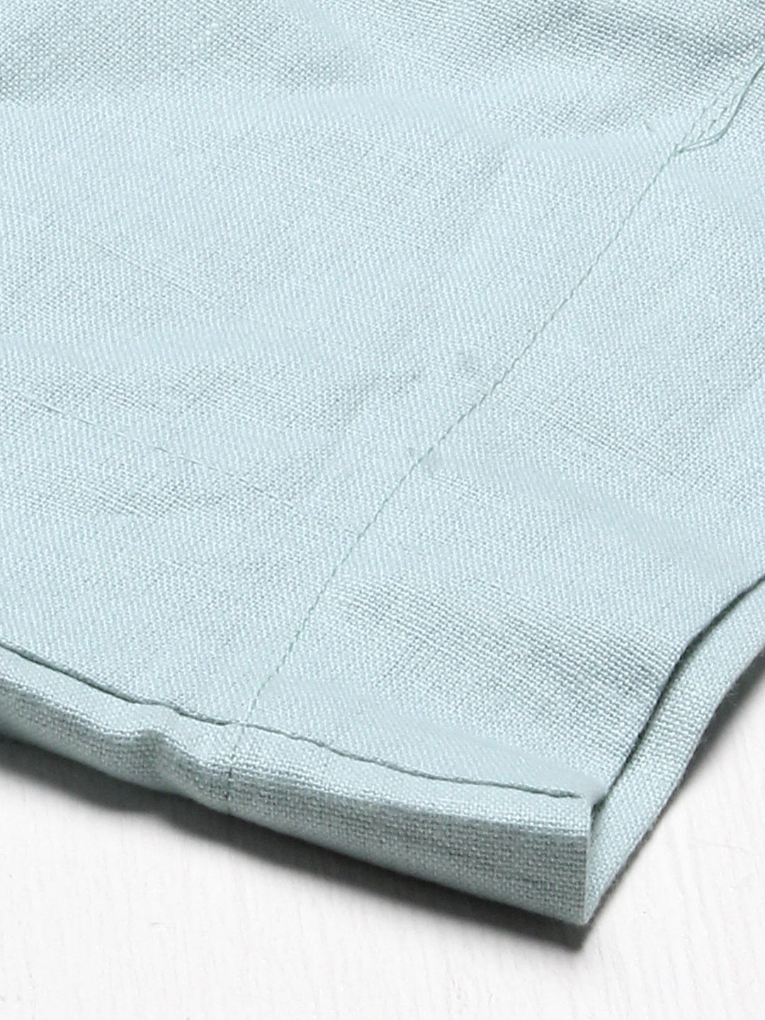 Floral Hand Embroidered A-Line Kurta with Pants - Powder Blue