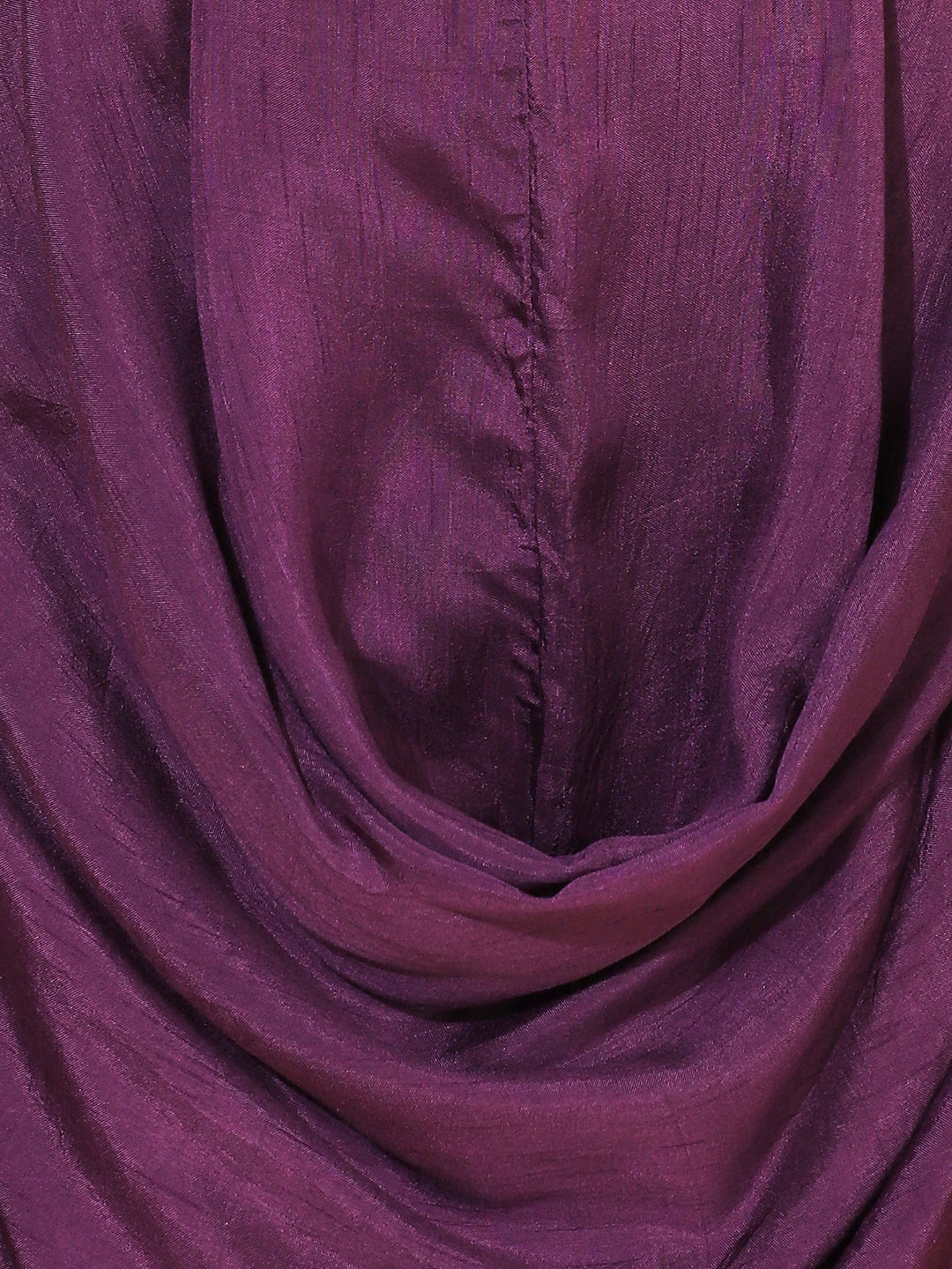 Solid Cowl Midi Dress with Hand Embroidered Belt - Purple