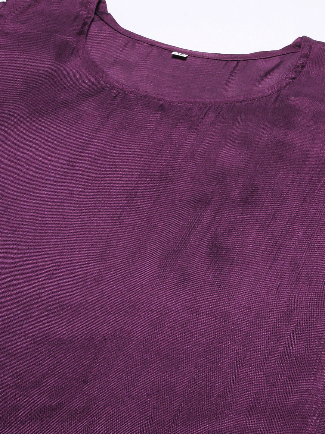 Solid Cowl Midi Dress with Hand Embroidered Belt - Purple