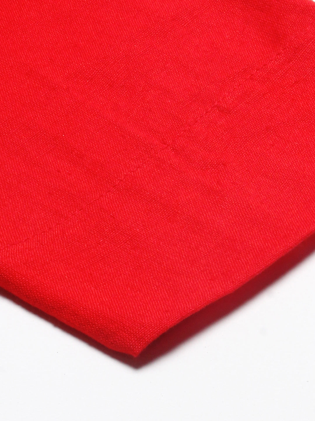 Ethnic Woven & Hand Embroidered Kurta with Pant & Dupatta - Red