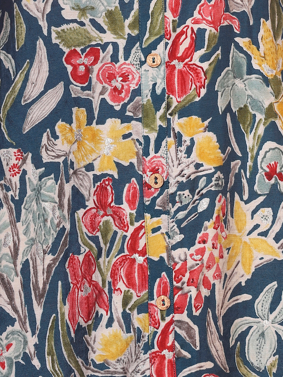 Floral Printed & Sequins Ornamented Tiered Kurta - Blue