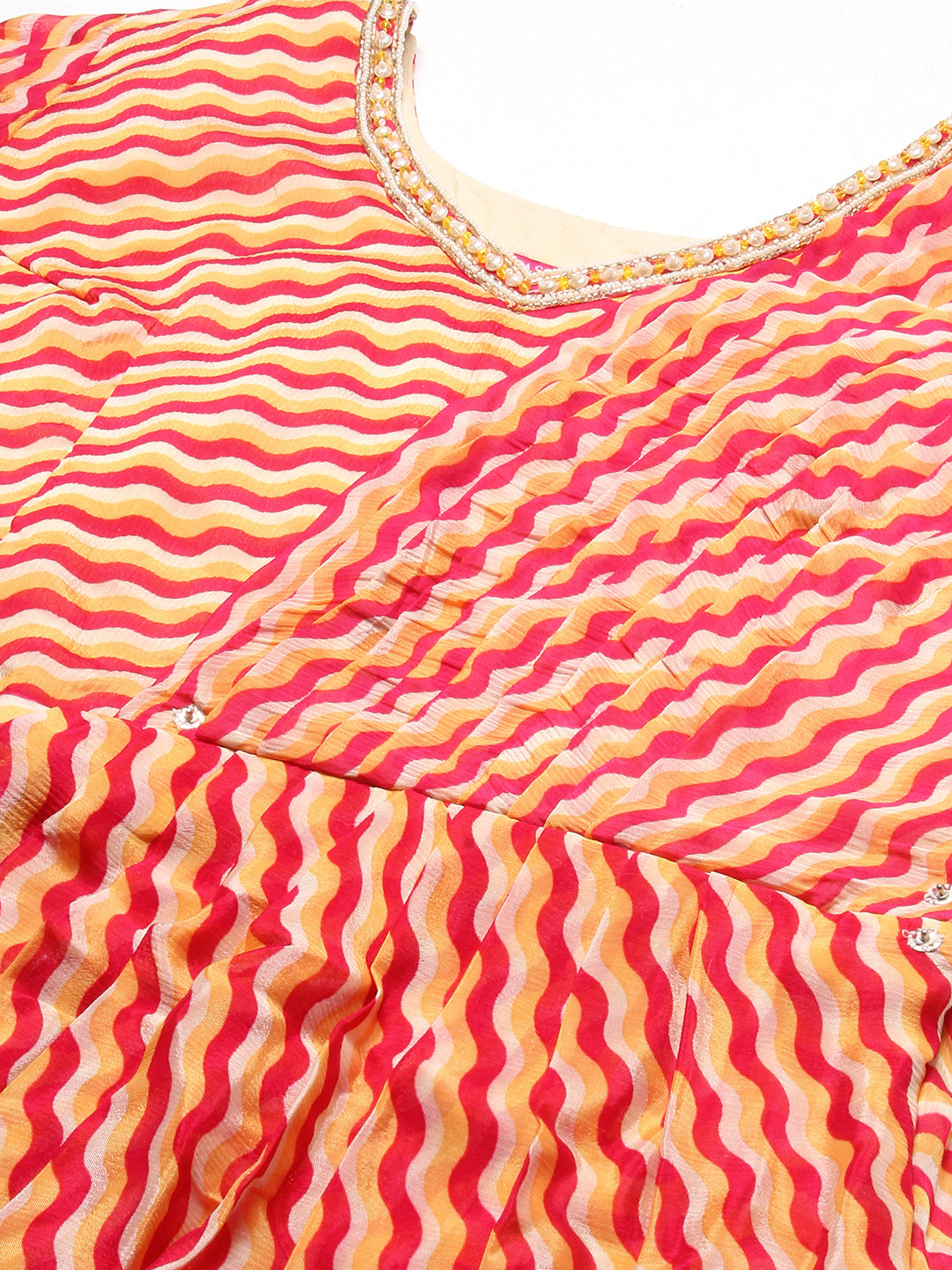 Leheriya Printed & Hand Embroidered Fit & Flare Maxi Dress - Multi