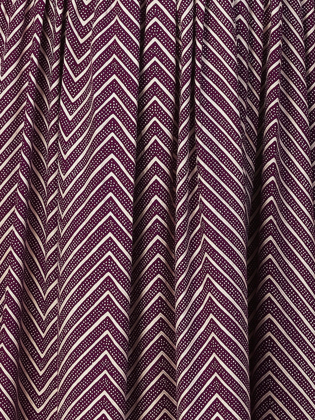 Chevron Printed Embroidered Kurta With Pants & Dupatta - Burgundy