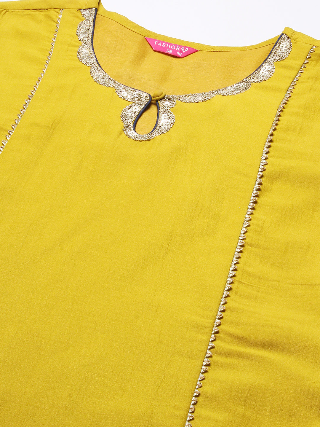 Solid Princess Cut Straight Kurta with Palazzo & Bandhani Printed Dupatta - Yellow