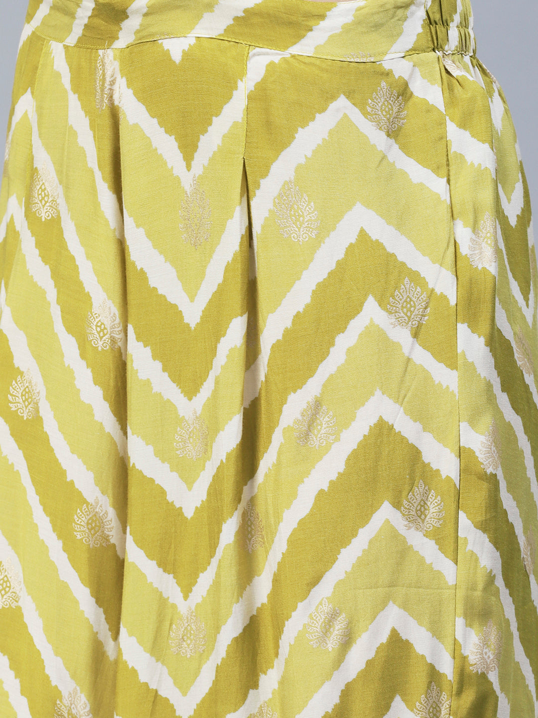 Ethnic & Chevron Printed A-Line Co-ord Set - Green