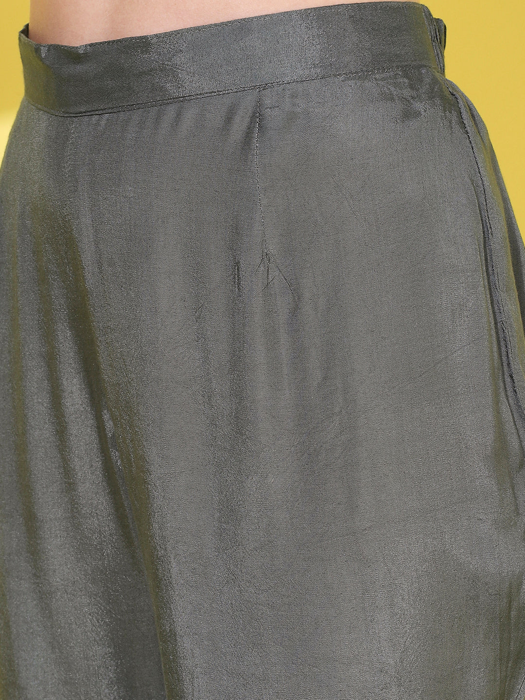 Ethnic Printed & Hand Embroidered Straight Kurta with Pant & Dupatta - Grey