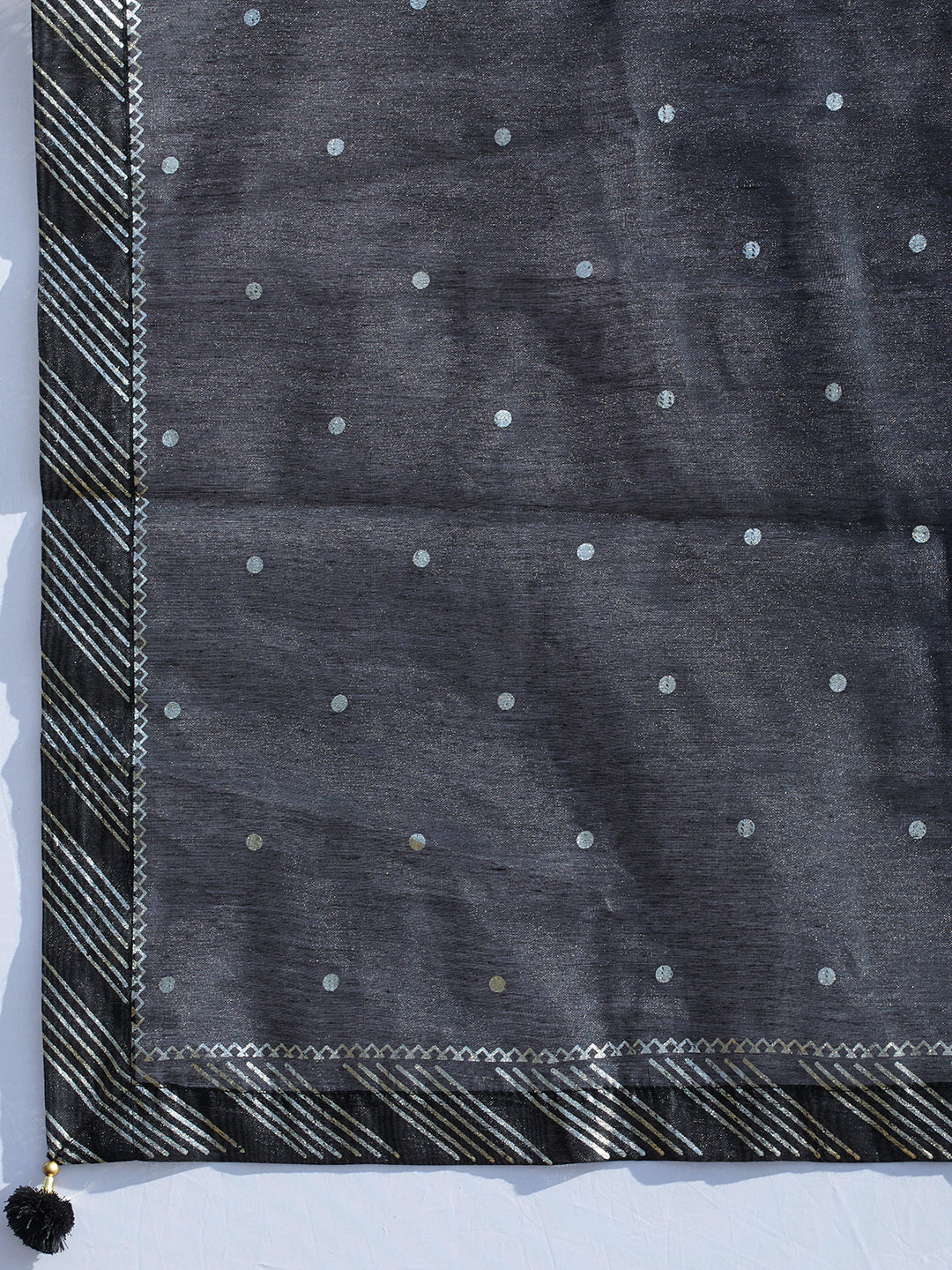 Solid Floral Embroidered Straight Fit Kurta with Pant & Dupatta - Black