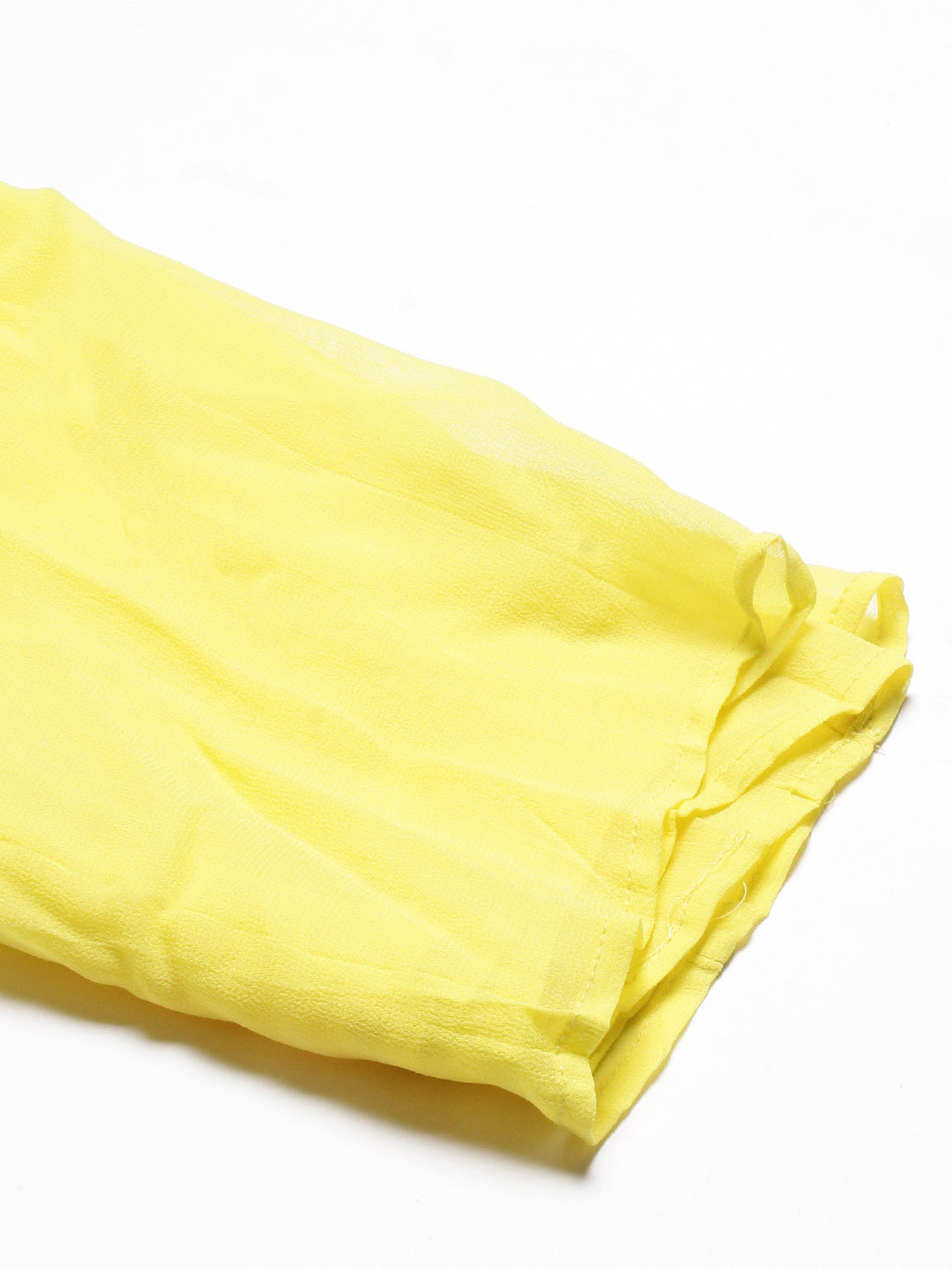 Solid Mirror & Resham Embroidered Crop Top With Embroidered jacket & Palazzo - Yellow