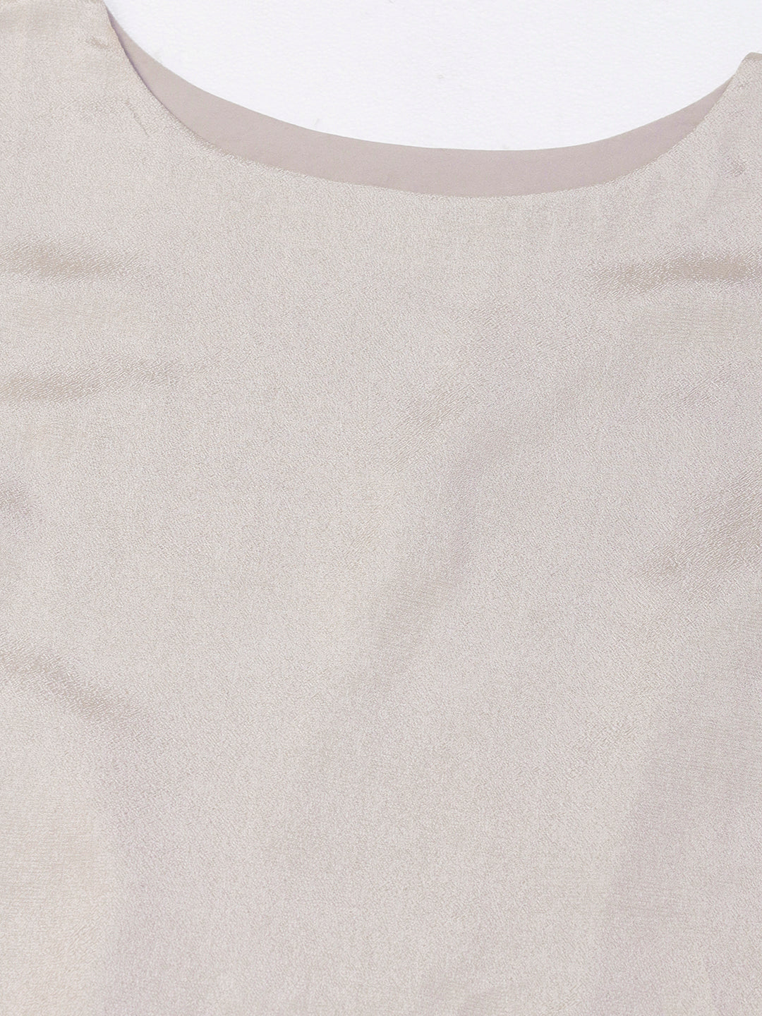 Solid Sequined Shirt Dress With A-Line Inner - Beige