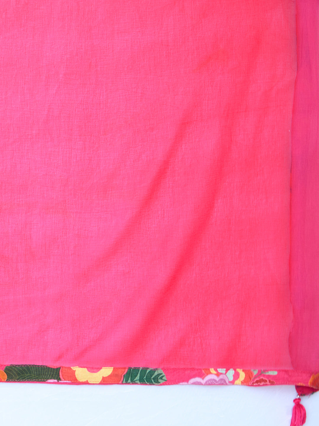 Floral Printed Sequins Embroidered Flared Kurta With Pants & Dupatta - Fuchsia