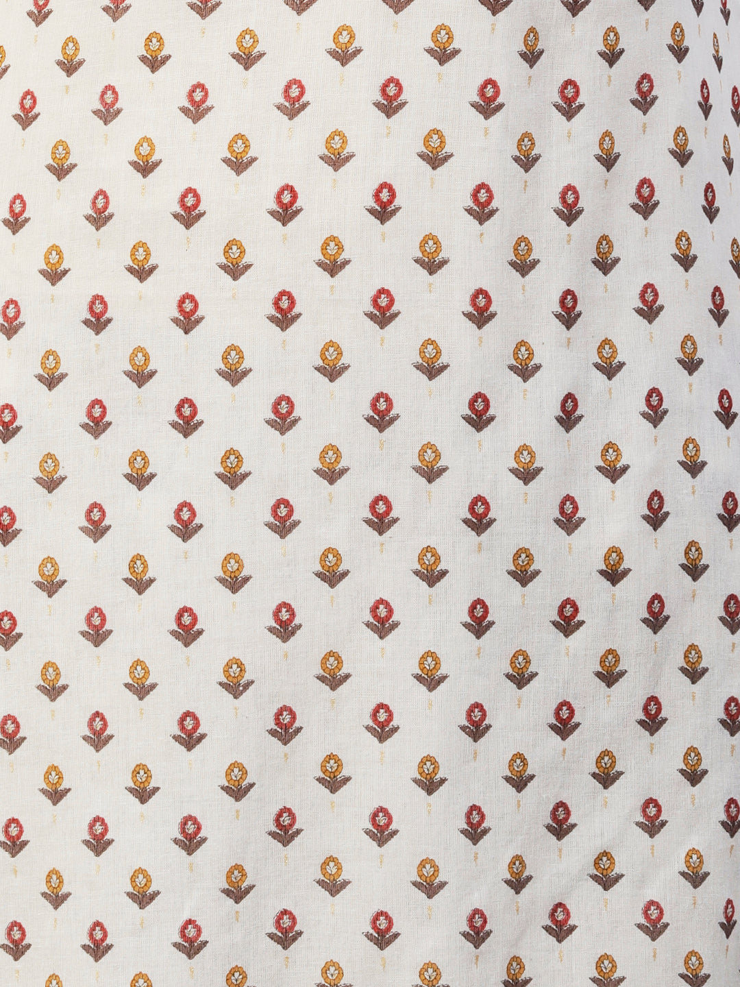 Floral Block Printed Mirror Embroidered Kurta With Printed Sharara & Dupatta - Off-White