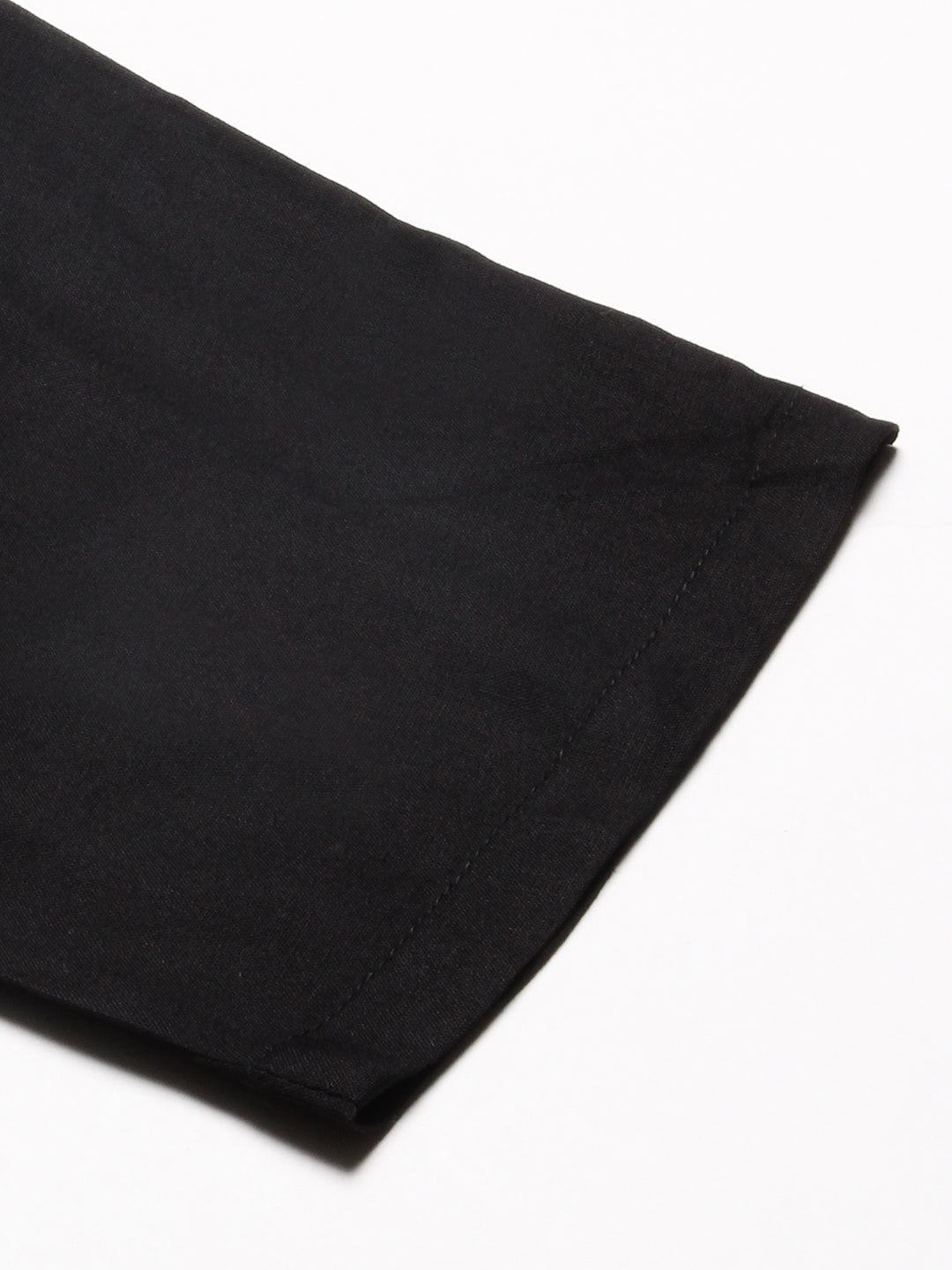 Solid Foil Mirror Embroidered Straight Fit Shirt with Pant - Black