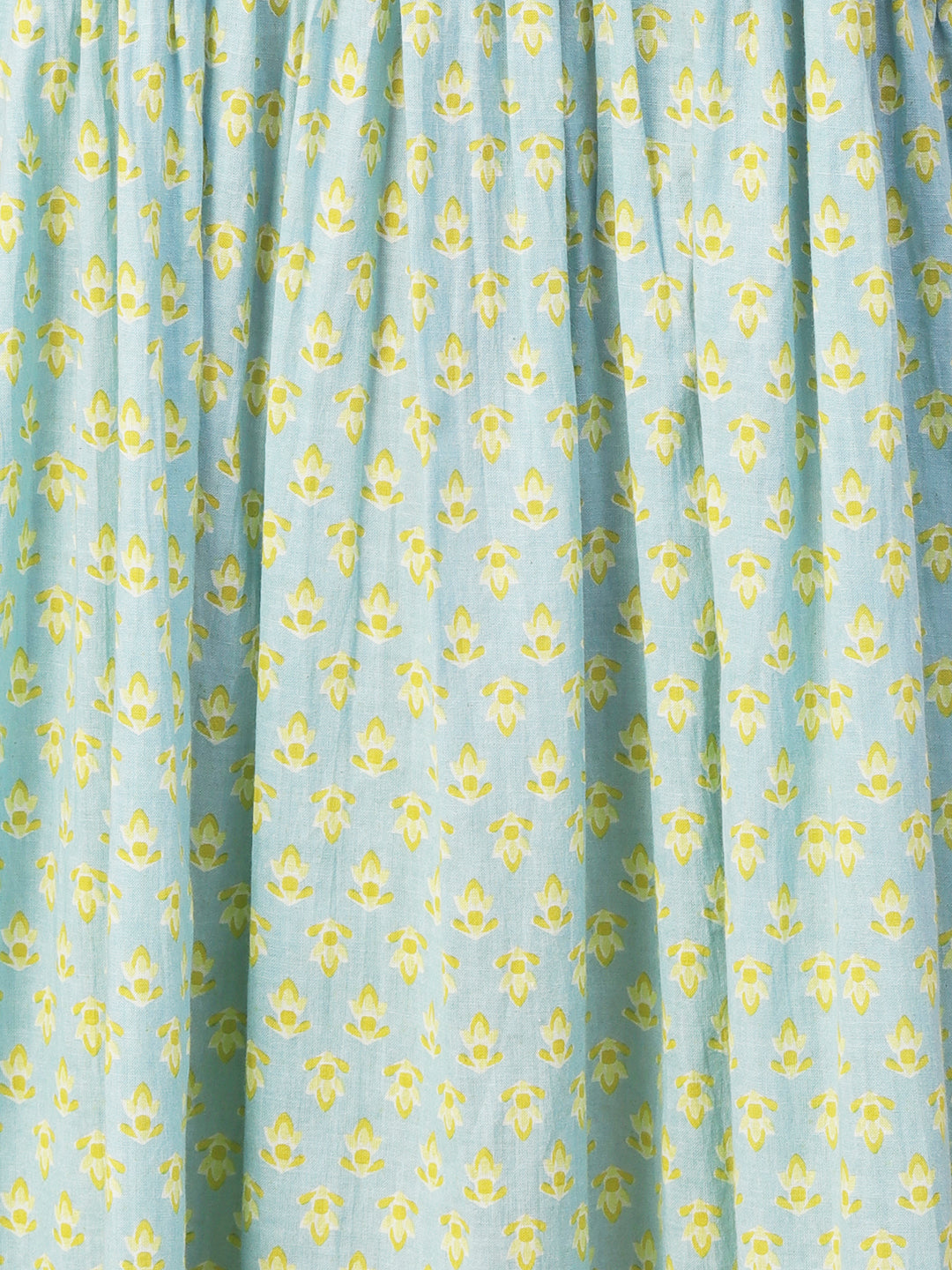 Ethnic Printed A-Line Gathered Kurta with Pant & Dupatta - Blue