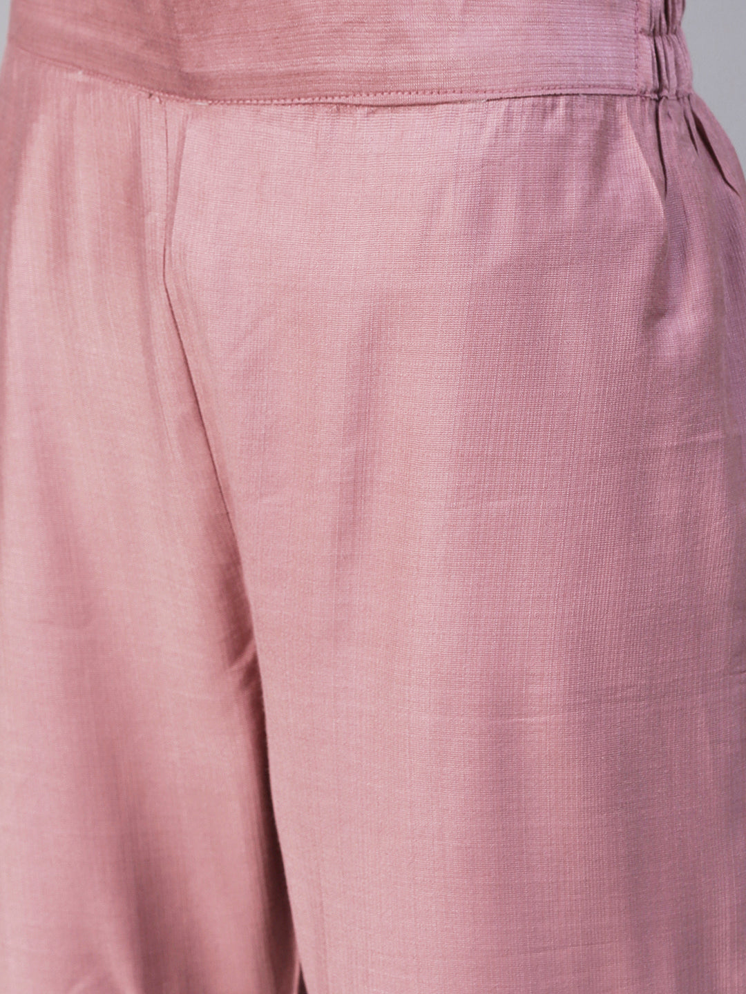 Solid Floral Embroidered Straight Fit Co-ord Set - Lavender