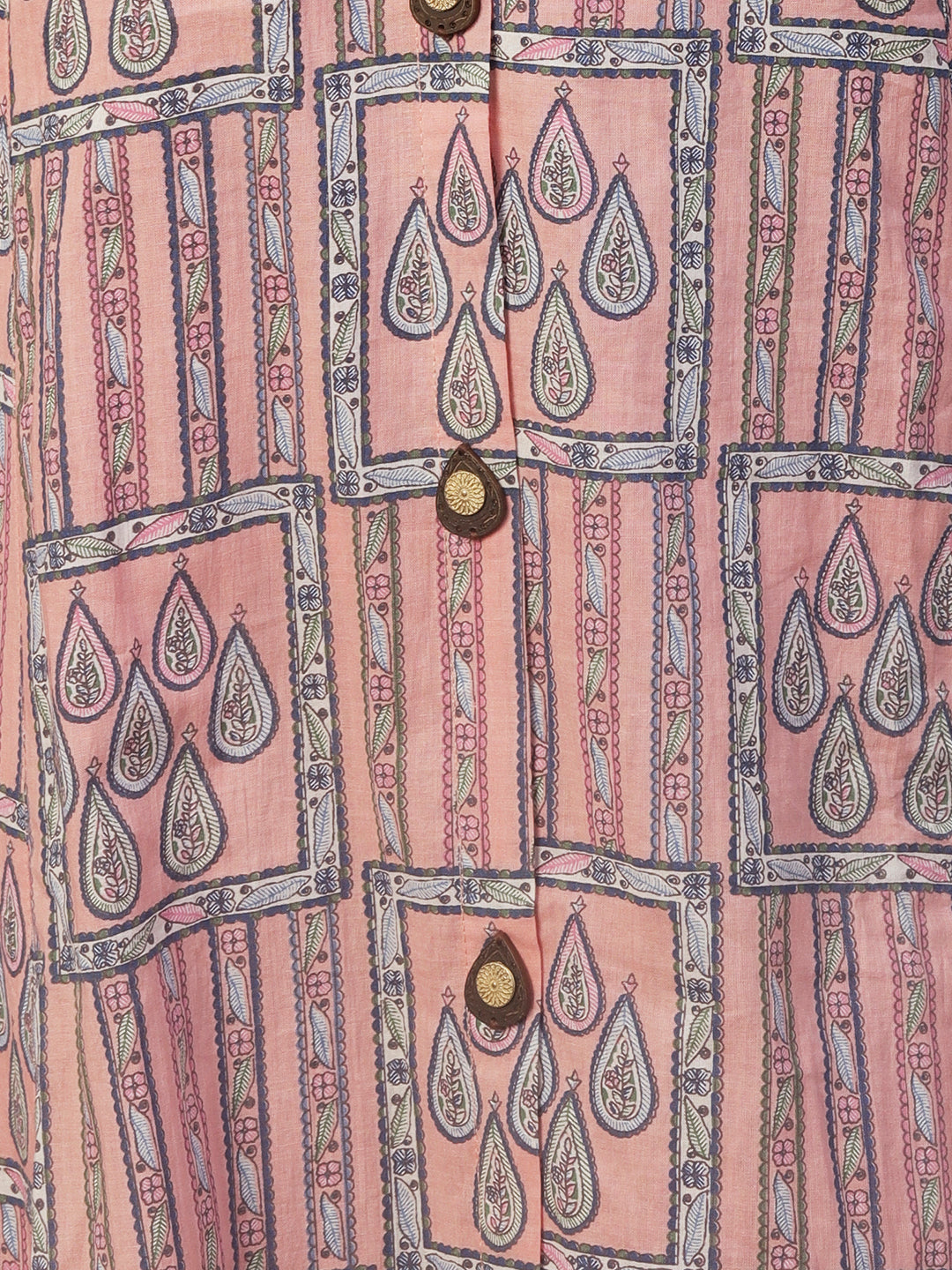 Ethnic Geometric & Stripes Printed A-Line Kurta with Palazzo - Pink