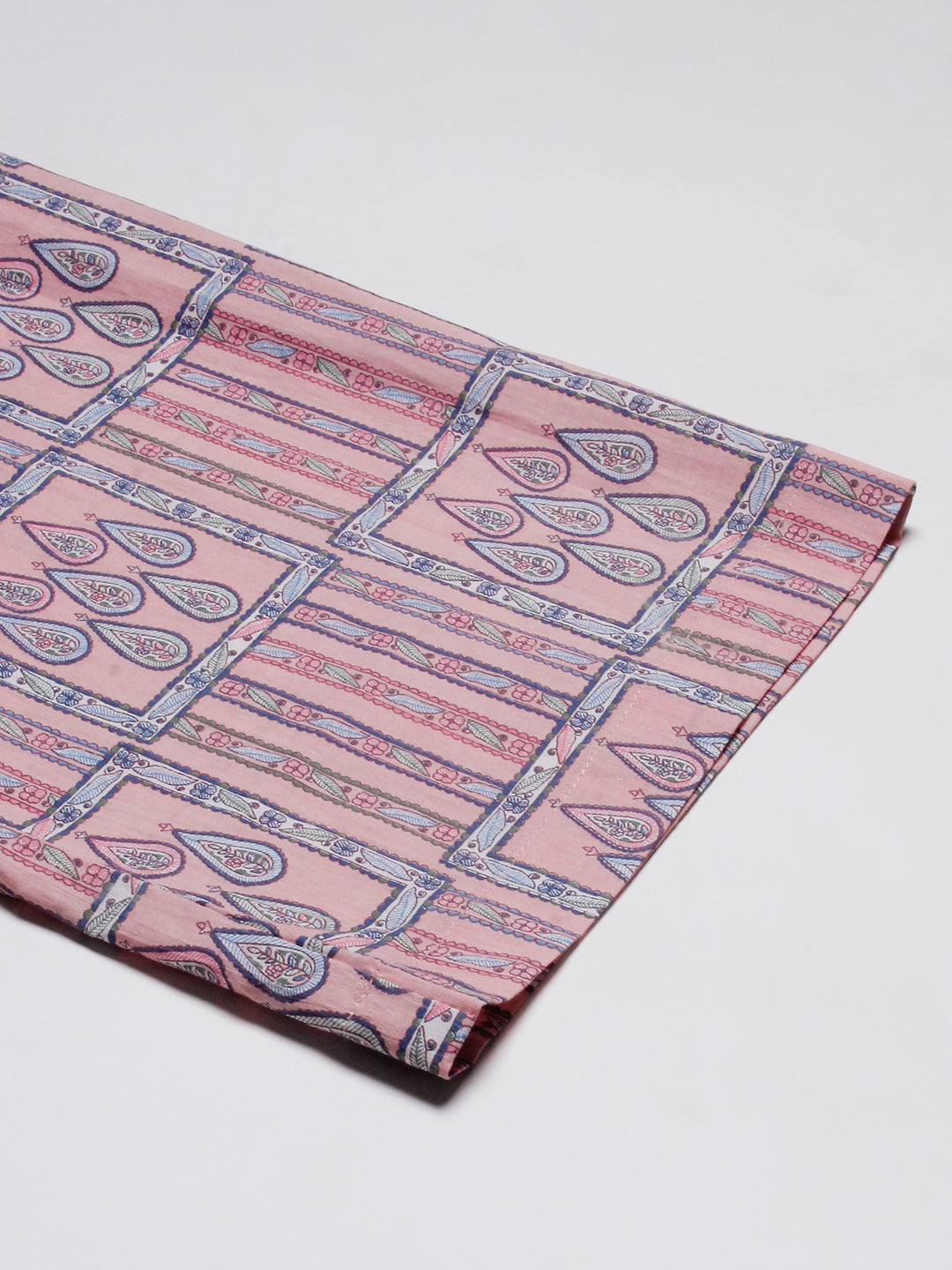 Ethnic Geometric & Stripes Printed A-Line Kurta with Palazzo - Pink