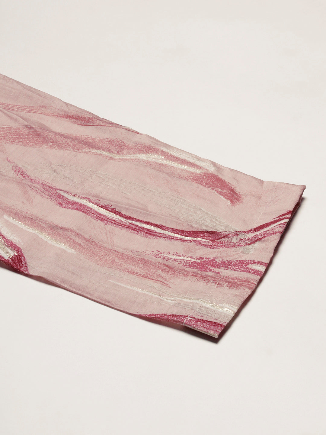 Abstract Foil Printed Sequins & Beads Embroidered Kurta With Pants Set - Pink