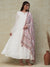 Solid Resham & Sequins Top Stitched Tiered Mul-Cotton Maxi Dress With Floral Printed Dupatta - White