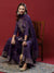 Woven Zari Jacquard Zardozi Embroidered Kurta With Lace Ornamented Sharara & Dupatta - Purple