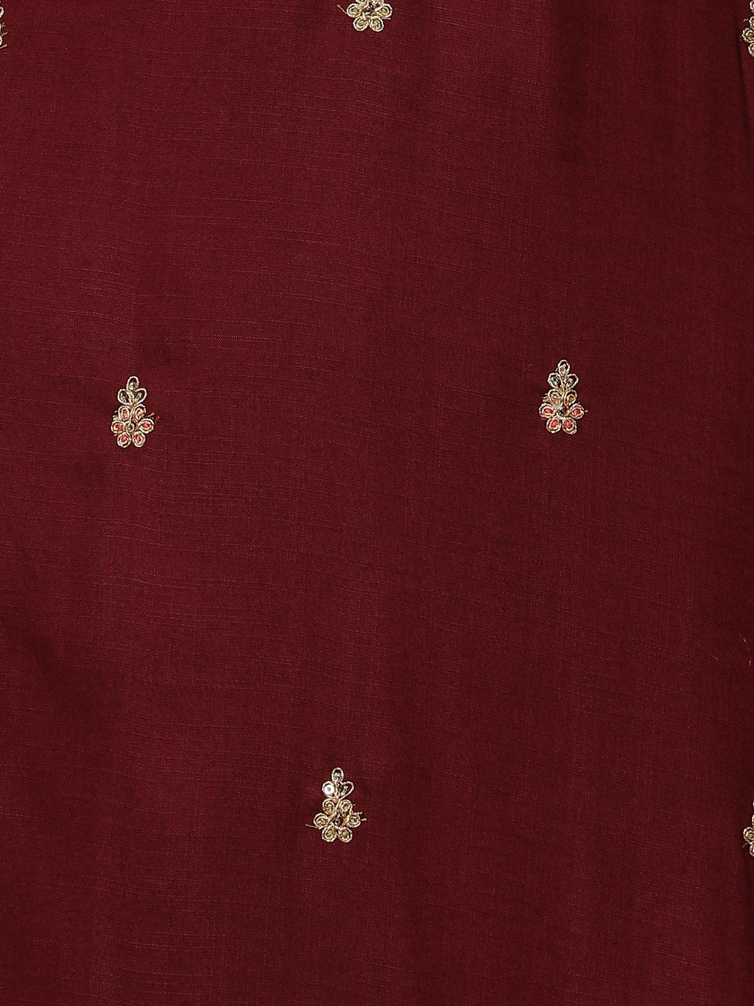 Solid Zari Dori, Resham & Sequins Embroidered Kurta - Maroon