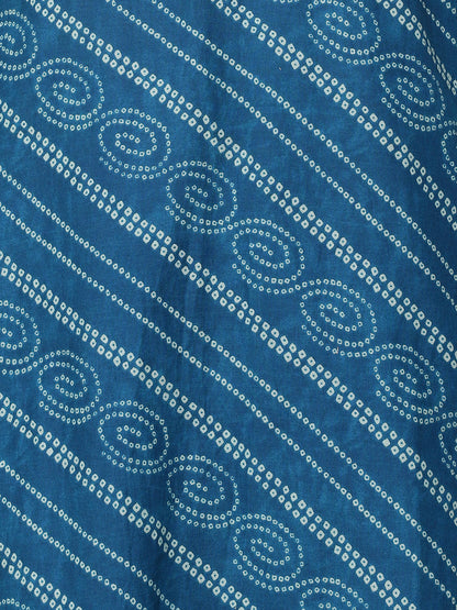 Bandhani Printed Gotapatti Embroidered Kurta With Pants & Dupatta - Blue