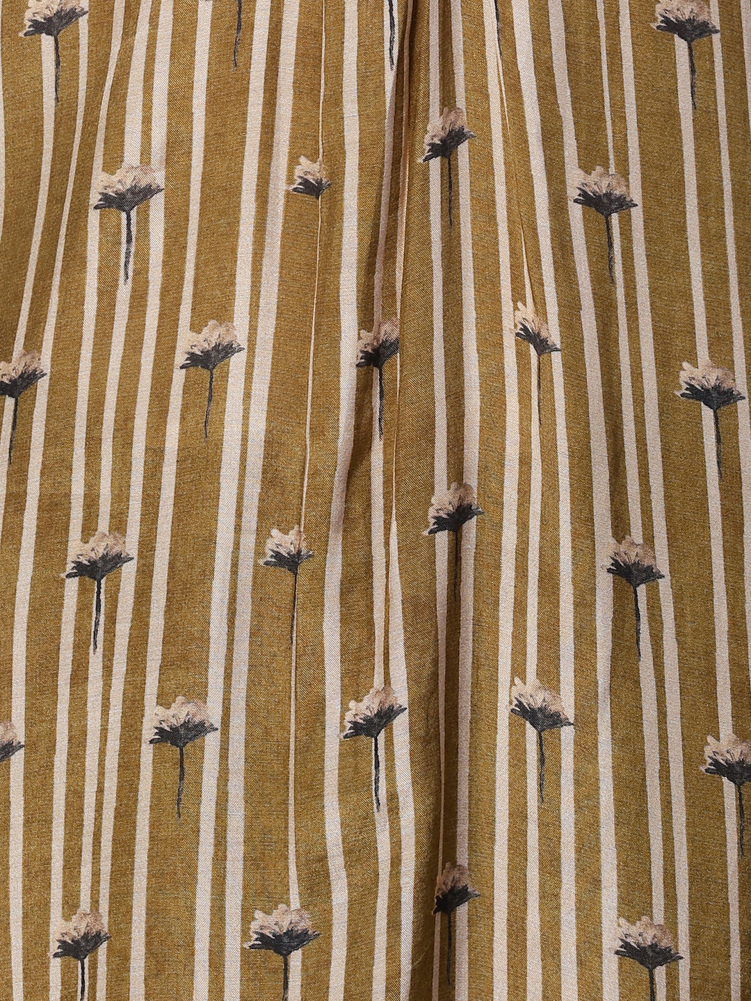 Stripes Printed Mirror & Zari Embroidered Kurta With Pants & Printed Dupatta - Olive