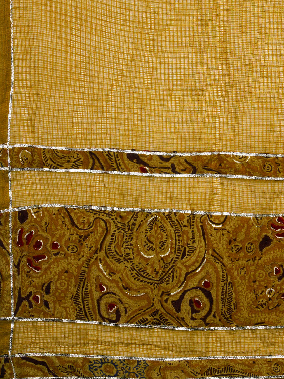 Abstract-Ethnic Printed Mirror, Beads & Zari Embroidered Anarkali Kurta with Pants & Dupatta - Mustard