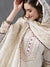 Woven Striped Sequins, Resham & Beads Embroidered Kurta with Pants & Brasso Dupatta - Off White
