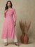 Leheriya Printed & Mirror Embroidered Straight Fit Kurta - Pink