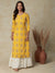 Ethnic, Paisley & Checked Bandhani Printed Loop Lace Embellished kurta - Yellow