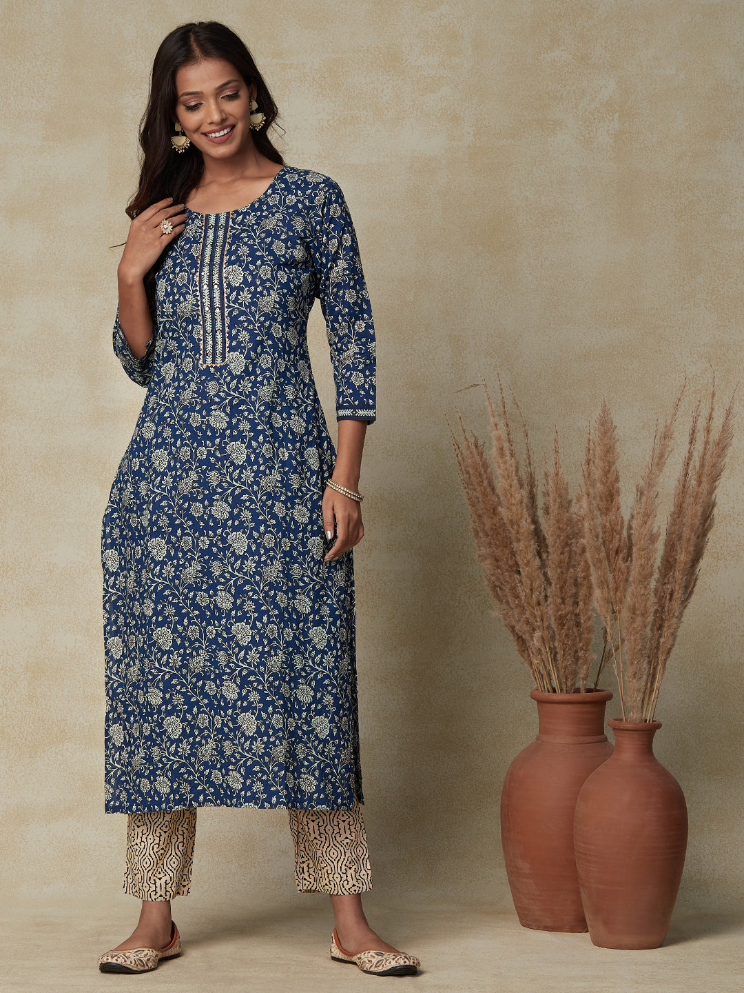 Buy Embroidered Short Kurta With Printed Pants by Designer ARCHANA SHAH  Online at Ogaan.com
