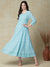 Solid Resham & Sequins Jaal Embroidered Anarkali Dress - Turquoise Blue