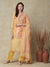 Floral Printed Mirror & Resham Embroidered Kurta with Pants & Floral Dupatta - Yellow